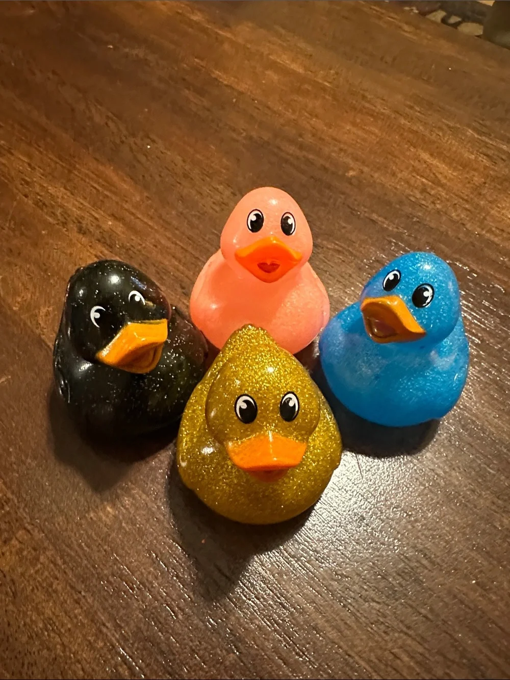 Colorful Glitter Rubber Duck Set - Pink, Blue, Gold, Black